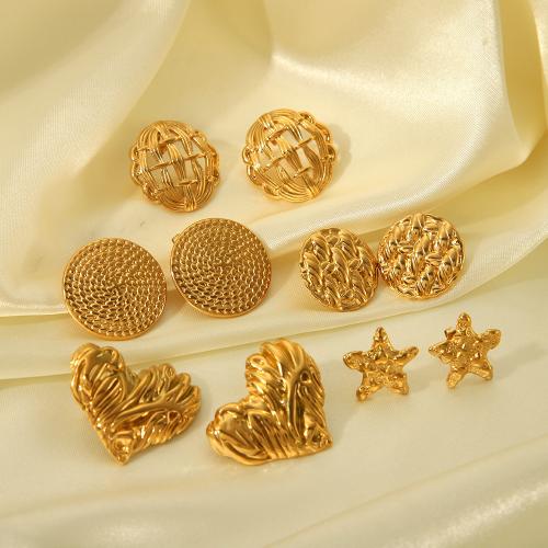 Stainless Steel Stud Earrings 304 Stainless Steel fashion jewelry & for woman golden Sold By Pair