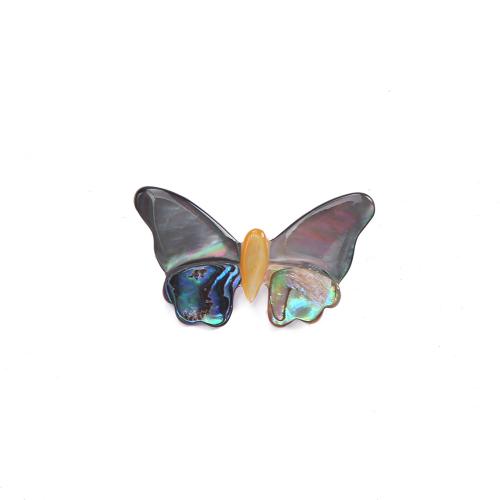 Shell Broche, Abalone Schelp, met Ijzer, Vlinder, voor vrouw, 55x30mm, Verkocht door PC