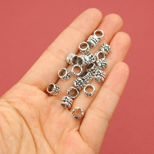 Zink Legierung Perlen Schmuck, Zinklegierung, silberfarben plattiert, DIY, frei von Nickel, Blei & Kadmium, 7x5.50mm, Bohrung:ca. 4.5mm, ca. 200PCs/Tasche, verkauft von Tasche