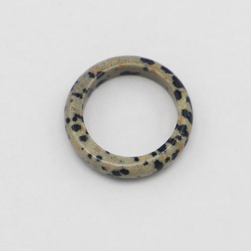 Gemstone Finger Ring, dálmata, Rosca, unissex & tamanho diferente para a escolha, branco e preto, 6mm, vendido por PC