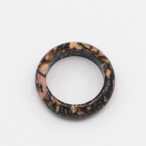 Gemstone fingerring, Rhodonite, Donut, Unisex & forskellig størrelse for valg, blandede farver, 6mm, Solgt af PC