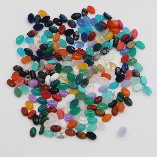 Gemstone Cabochons, Natursten, Oval, du kan DIY & forskellige materialer til valg, flere farver til valg, 4x6mm, Solgt af PC