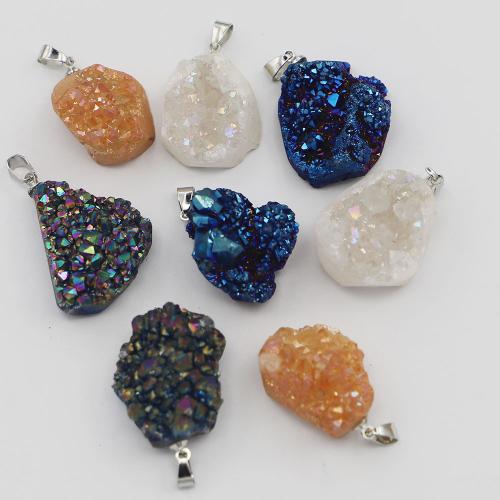 Agat smycken Häng, Ice Kvarts Agate, med Järn & 304 rostfritt stål, Oregelbunden, DIY, fler färger för val, about:40-30x30-24x10-8mm, Säljs av PC