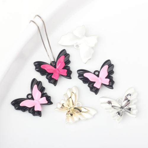 Zinc Alloy Enamel Pendants Butterfly plated DIY nickel lead & cadmium free Sold By Bag