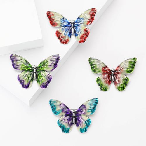 Zinc Alloy Brooches Butterfly silver color plated DIY & enamel nickel lead & cadmium free Sold By PC