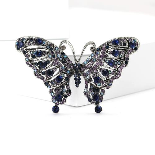 Zinc Alloy Brooches Butterfly plated DIY & with rhinestone nickel lead & cadmium free Sold By PC