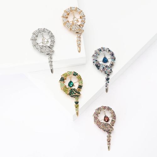 Zinc Alloy Brooches Snake plated for woman & with rhinestone nickel lead & cadmium free Sold By PC