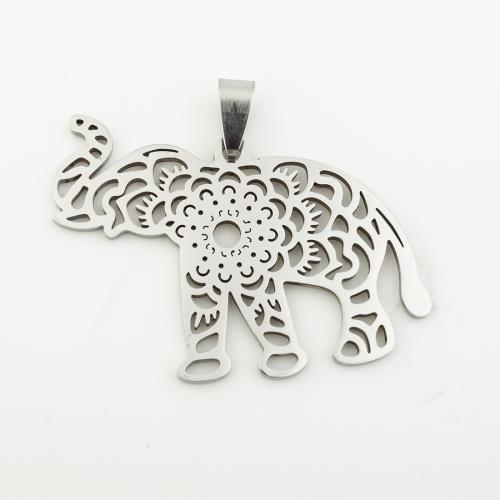 Stainless Steel Animal Pendants 304 Stainless Steel Elephant silver color plated DIY silver color Approx 4mm Sold By PC