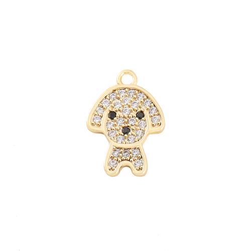 Cubic Zirconia Micro Pave Brass Pendant Dog real gold plated DIY & micro pave cubic zirconia golden Sold By PC