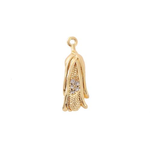 Cubic Zirconia Micro Pave Brass Pendant Corn real gold plated DIY & micro pave cubic zirconia golden Sold By PC