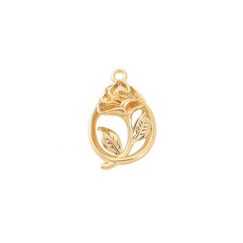 Brass Jewelry Pendants Rose real gold plated DIY golden Sold By PC