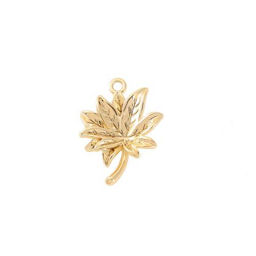 Brass Jewelry Pendants Leaf real gold plated DIY golden Sold By PC