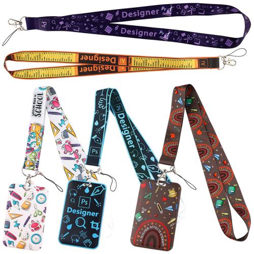 Poliester Vlasnik kartice lanyard, s Vosak & Plastika & Cink Alloy, višenamjenski & različitih stilova za izbor & različitih dizajna za izbor, više boja za izbor, Prodano By PC