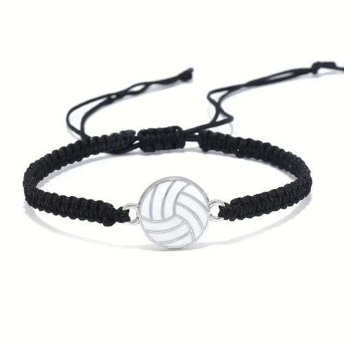 Zinc Alloy Bracelet with Knot Cord Unisex & enamel black Sold By PC