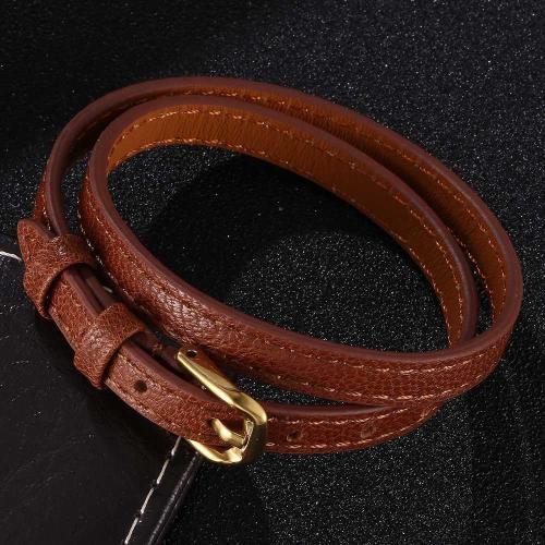 PU Leather Cord Bracelets 304 Stainless Steel with PU Leather Vacuum Ion Plating Unisex Sold By PC