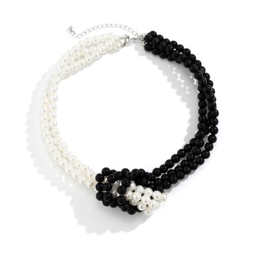 Kunststof parel ketting, Plastic Pearl, met 7cm extender keten, mode sieraden & multilayer & voor vrouw, meer kleuren voor de keuze, Lengte Ca 40 cm, Verkocht door PC