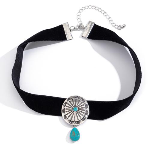 Collar Necklace Velveteen with turquoise & Zinc Alloy with 7cm extender chain fashion jewelry & for woman Length Approx 35 cm Sold By PC