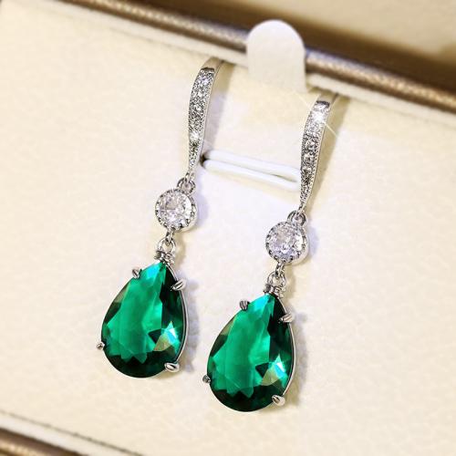 Boucles d'oreilles en laiton zircon cubique pavent, bijoux de mode & pavé de micro zircon & pour femme, 40mm, Vendu par paire