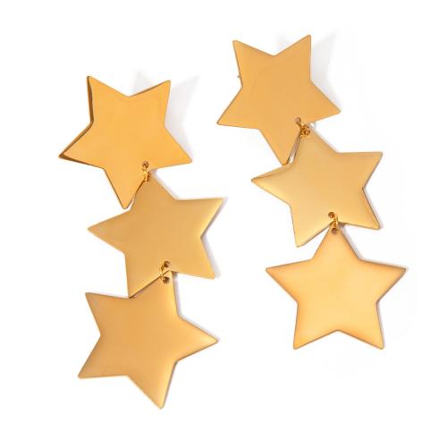 Stainless Steel Drop Earring, 304 Stainless Steel, Star, 18K gold plated, fashion jewelry & for woman, golden, 79mm, Sold By Pair