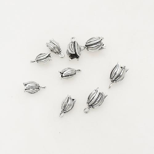 Zinc Alloy Flower Pendants Tulip silver color plated DIY nickel lead & cadmium free Approx Sold By Bag