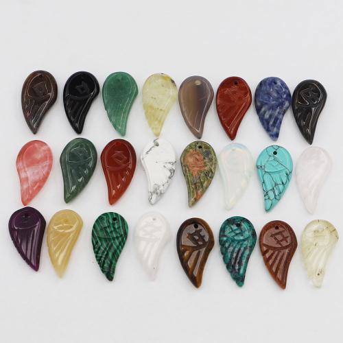 Gemstone Pendants Jewelry Natural Stone Wing Shape Carved DIY Sold By PC