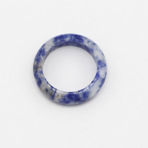 Gemstone Finger Ring, Blauw Spot, Donut, uniseks & verschillende grootte voor keus, gemengde kleuren, 6mm, Verkocht door PC