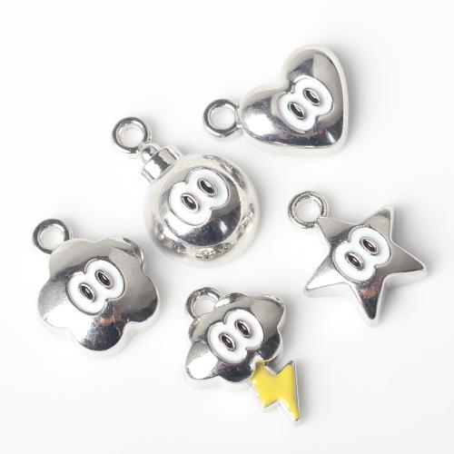 Zinc Alloy Enamel Pendants silver color plated DIY nickel lead & cadmium free Sold By Bag