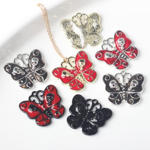 Zinc Alloy Enamel Pendants Butterfly plated DIY nickel lead & cadmium free Sold By Bag