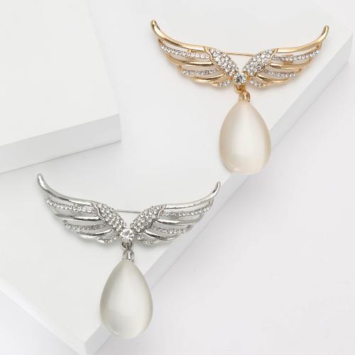 Zinc Alloy Brooches with Cats Eye Wing Shape plated for woman & with rhinestone nickel lead & cadmium free Sold By PC