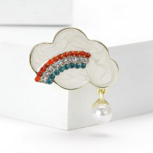 Zinc Alloy Brooches gold color plated for woman & enamel & with rhinestone nickel lead & cadmium free Sold By PC