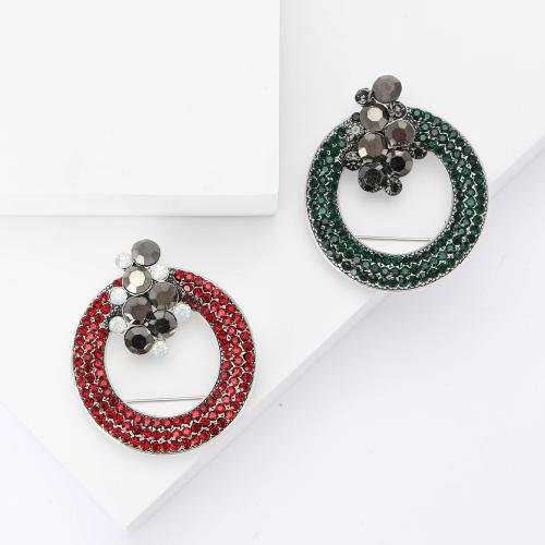 Zinc Alloy Brooches Round plated for woman & with rhinestone nickel lead & cadmium free Sold By PC