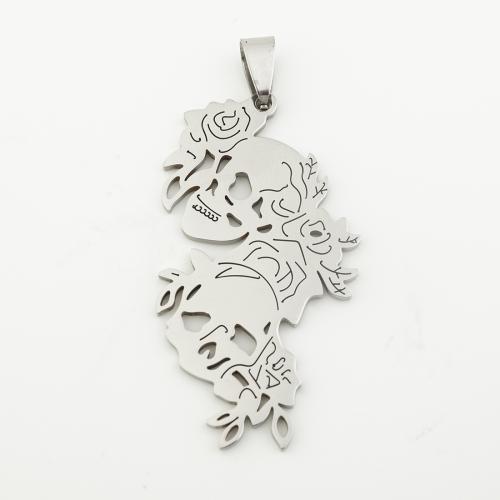 Rostfritt stål Smycken Hängen, 304 rostfritt stål, silver pläterad, DIY, silver, 47x25x1mm, Hål:Ca 4mm, 10PC/Bag, Säljs av Bag