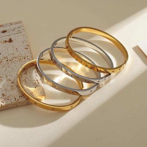 Rozsdamentes acél bangle, 304 rozsdamentes acél, galvanizált, divat ékszerek & különböző modellek a választás & strasszos, több színt a választás, Által értékesített PC