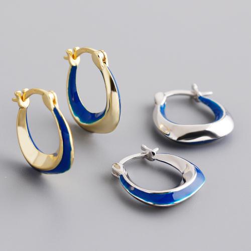 925 Sterling Silver Hoop Earrings for woman & enamel Sold By Pair