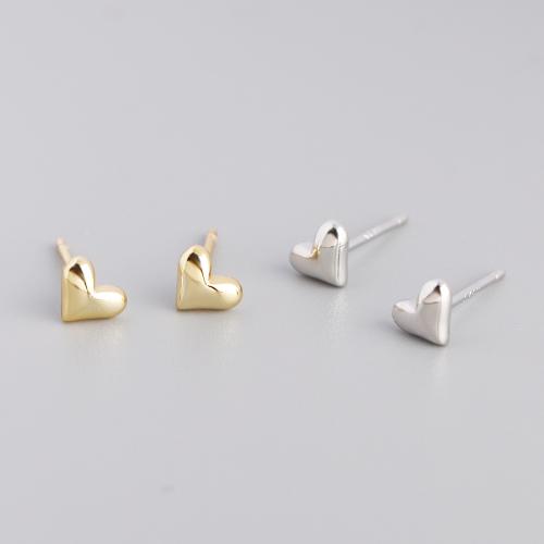 Sterling Silver Jewelry orecchino, 925 argento sterlina, Cuore, per la donna, nessuno, 4.60x5.50mm, Venduto da coppia