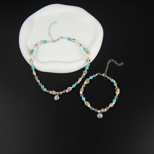 Sets de Joyas, aleación de zinc, con Seedbead & turquesa & Cristal, diferentes estilos para la opción & para mujer, más colores para la opción, Vendido por UD