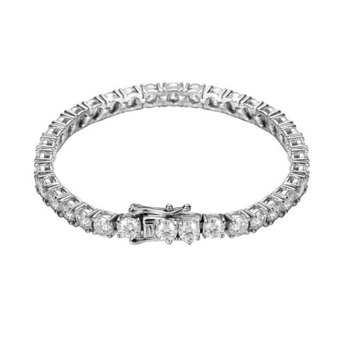 Bracelets en laiton, cupronickel, avec Moissanite, pour femme, argent, Longueur Environ 16 cm, Vendu par PC