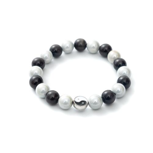 Cat's eye armbanden, Zinc Alloy, met Cats Eye, handgemaakt, uniseks & verschillende stijlen voor de keuze & glazuur, wit en zwart, Verkocht door PC