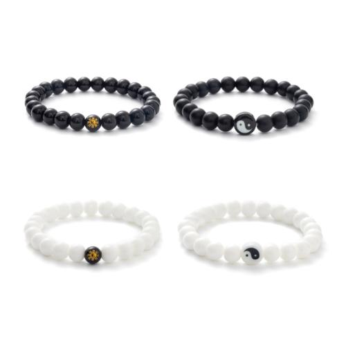 Gemstone Bracelets Abrazine Stone handmade Unisex white and black Length Approx 16 cm Sold By PC