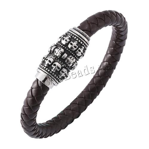 PU Leather Cord Bracelets 304 Stainless Steel with PU Leather Vacuum Ion Plating Unisex  Sold By PC