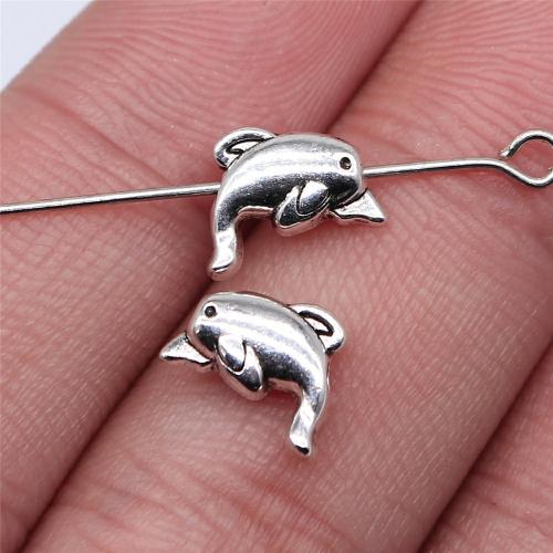 Cink ötvözet Animal Gyöngyök, Delfin, antik ezüst színű bevonattal, DIY, 10x8mm, Által értékesített PC