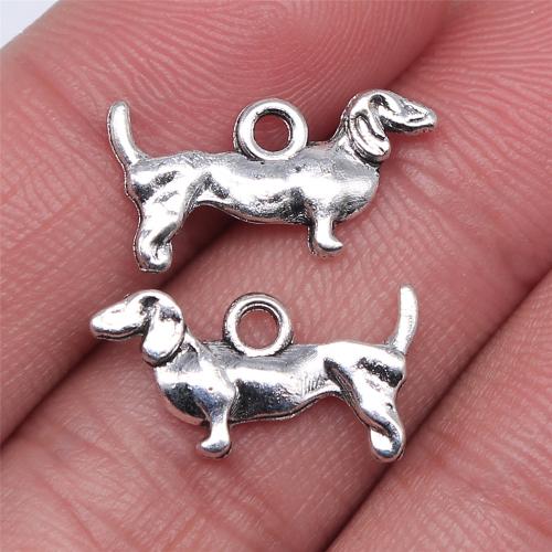 Cink ötvözet Animal Medálok, Kutya, antik ezüst színű bevonattal, DIY, 10x18mm, Által értékesített PC