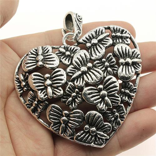 Pendentifs coeur en alliage de zinc, Plaqué de couleur d'argent, DIY, 61x66mm, Vendu par PC