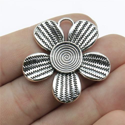 Zinc Alloy Flower Pendants antique silver color plated DIY Sold By PC