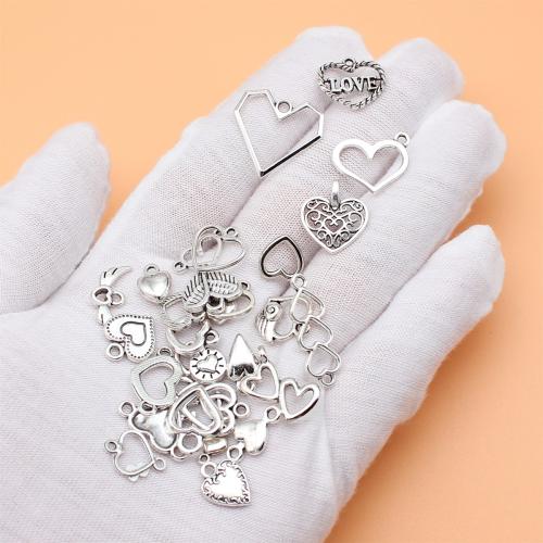 Heart Zinc Alloy Connector antique silver color plated DIY & 1/1 loop Sold By Bag