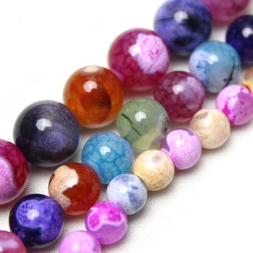 Perles agates, agate feu, Rond, poli, DIY & normes différentes pour le choix, multicolore, Vendu par brin