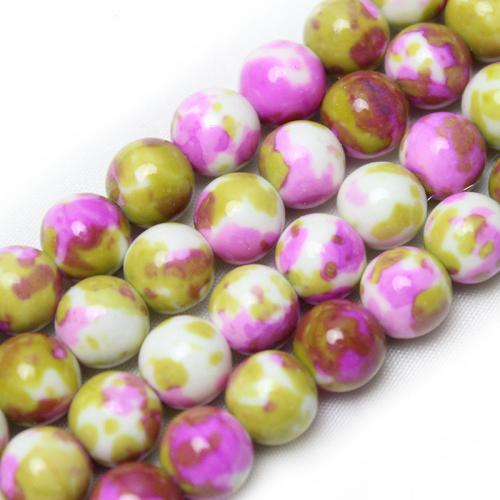 Rain Flower Stone Beads Round polished DIY multi-colored Sold By Strand