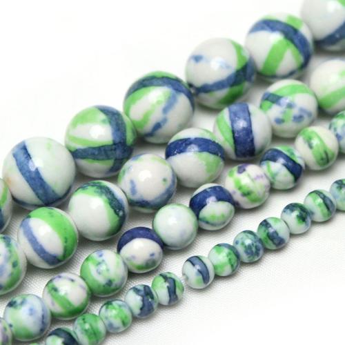 Rain Flower Stone Beads Round polished DIY multi-colored Sold By Strand