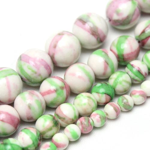 Rain Flower Stone Beads Round polished DIY multi-colored Sold By Strand