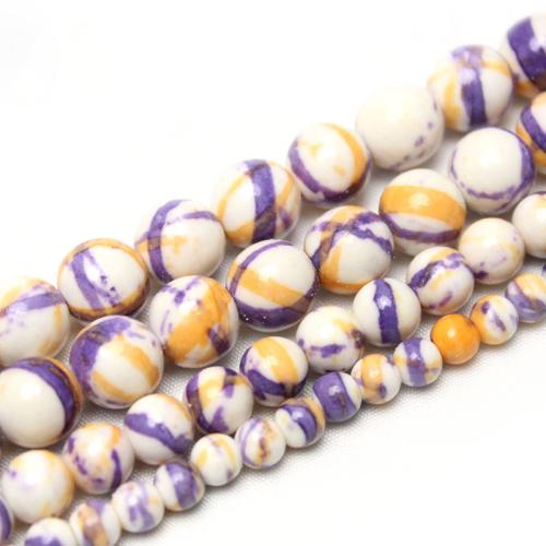 Rain Flower Stone Beads Round polished DIY multi-colored Sold By Strand